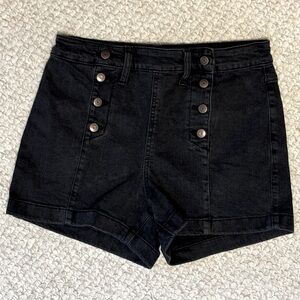 No Boundaries Black High Waist Button-Front Shorts
